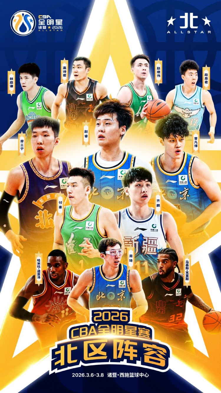 乐鱼官网-CBA全明星正赛完整阵容：赵睿徐杰首发 胡明轩赵继伟徐昕周琦替补